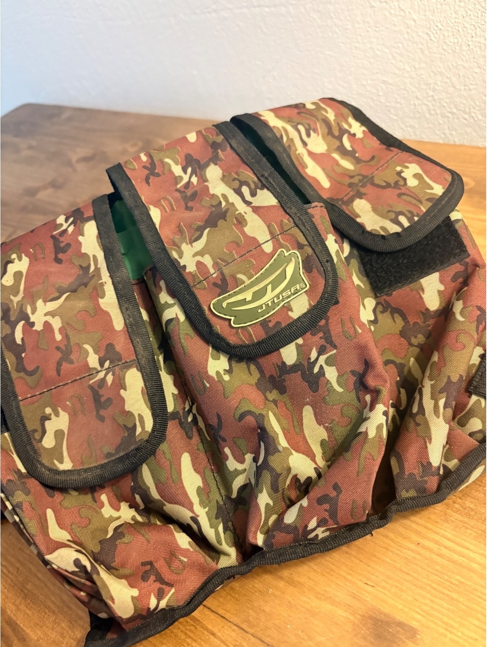 Vintage JT USA Paintball 6-Pod Pack Harness - Woodland Camo Green -